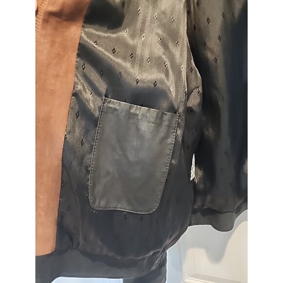 $1895 REMY Leather 52L long Mens Double Collar Bomber Jacket Black brown coat - Picture 7 of 11